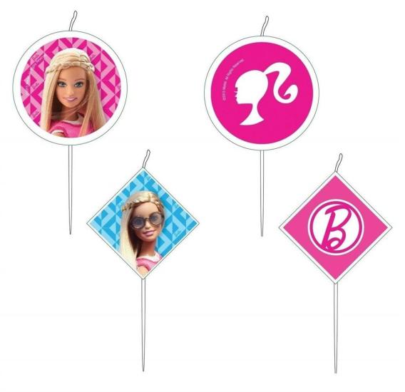 4 Mini-Figurenkerzen Barbie                     S