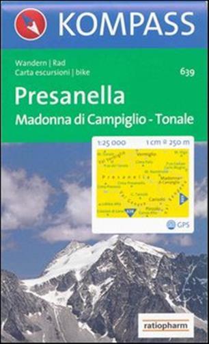 Carta escursionistica n. 639. Trentino, Veneto. Presanella, Madonna di Campiglio, Passo del Tonale 1:25.000. Adatto a GPS. Digital map. DVD-ROM