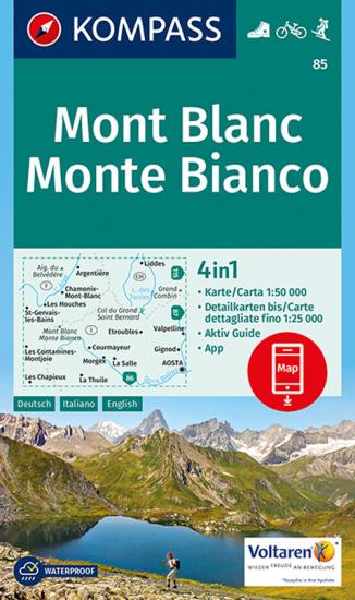 Carta escursionistica n. 85. Monte Bianco 1:50.000. Ediz. italiana, tedesca e inglese