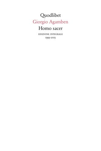 Homo Sacer (1995-2015). Ediz. Integrale
